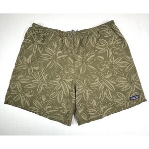Patagonia Swim Trunks‎ Mens 2XL Green Floral Hawaiian Shorts Lined Drawstring
